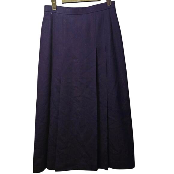 vintage Evan-Picone dark blue 100% wool A line midi skirt size 8 - Picture 1 of 5